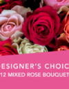 DC 12 mixed colour rose bouquet